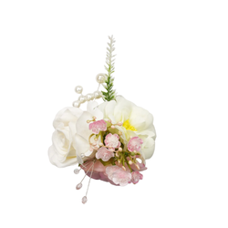 Uflower Pink White Series Bride Bouquet Wrist Corsage Groom Boutonniere Wedding Event Supplies