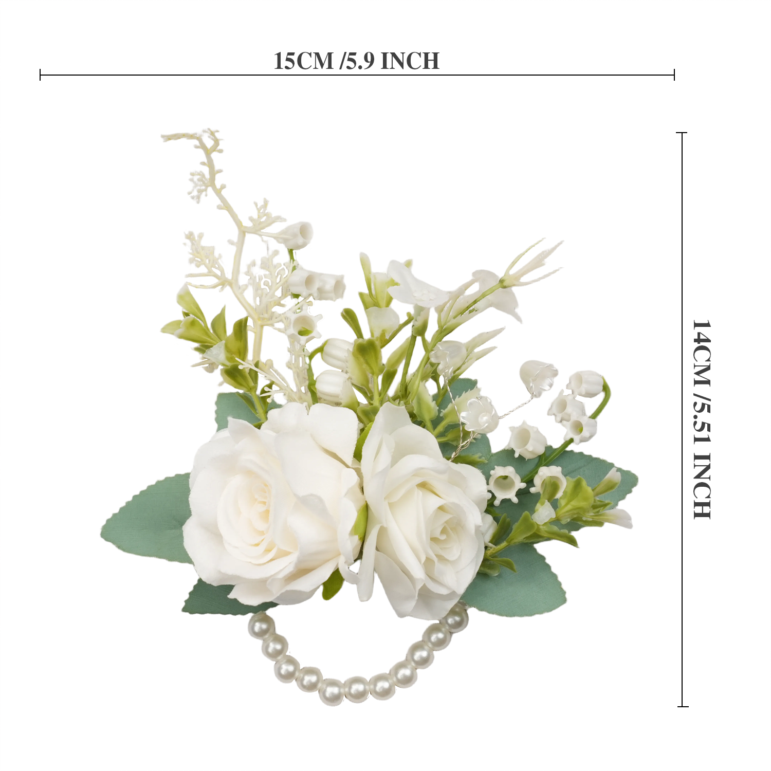 Uflower White Series With Greenery  Bride Bouquet Wrist Corsage Groom Boutonniere Wedding Event Supplies