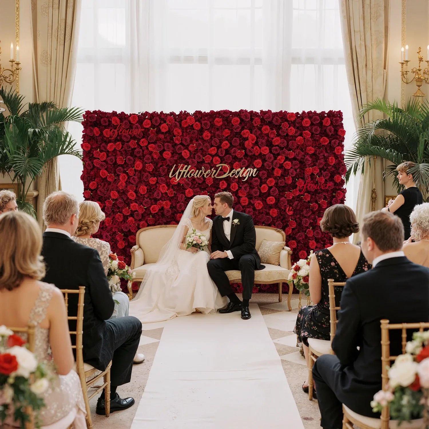 Uflower Artificial Red Rose Wedding Flower Wall Decoration SET80028 - Uflower