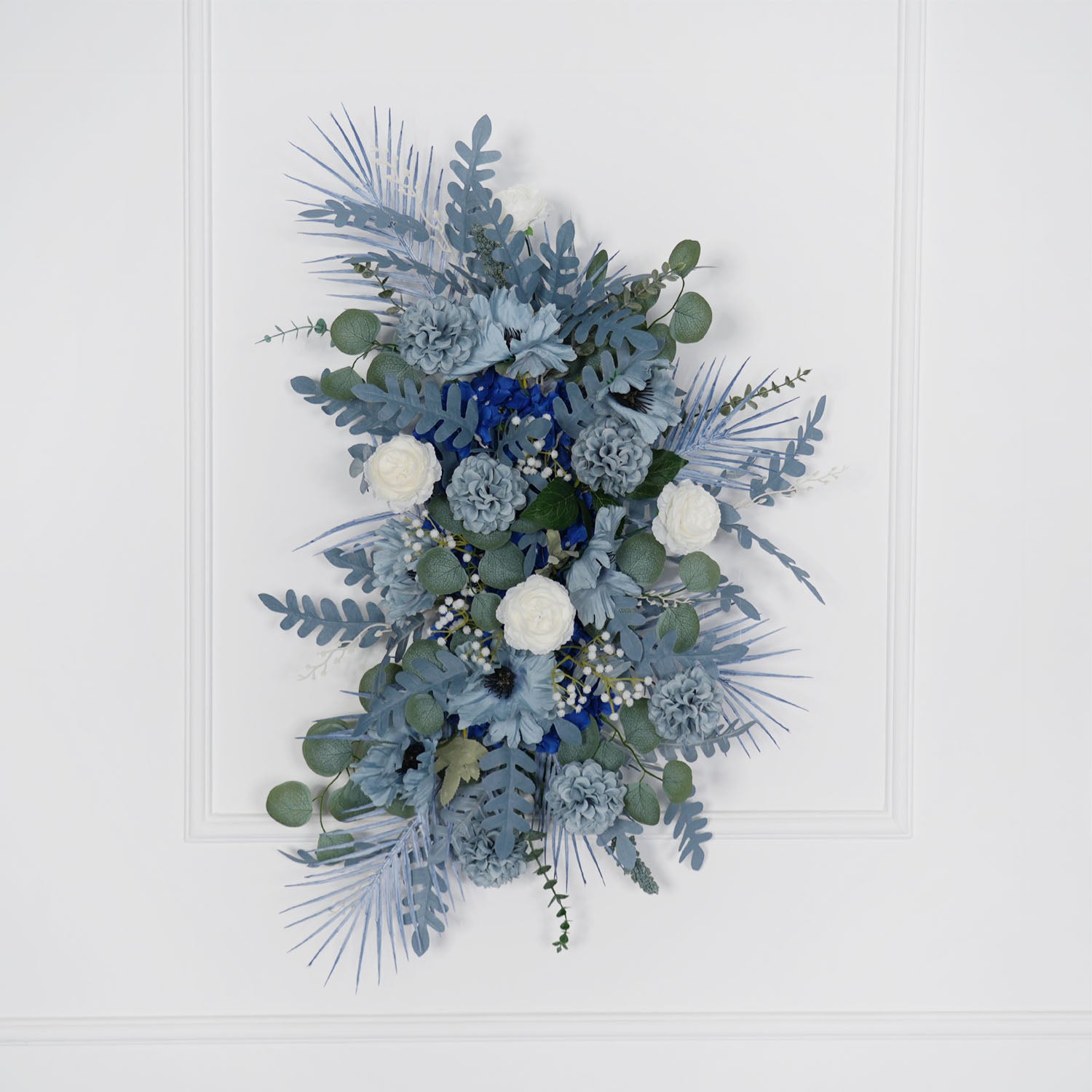 Artificial Grayish Blue Wedding KT Backdrop Flower Row Decor