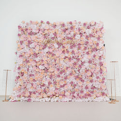 Uflower Artificial Pink Champagne Rose 5D Wedding Flower Wall