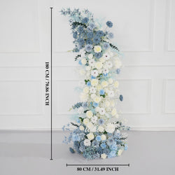 Uflower Blue White Floral Horn Arch Wedding Party Backdrop Decor