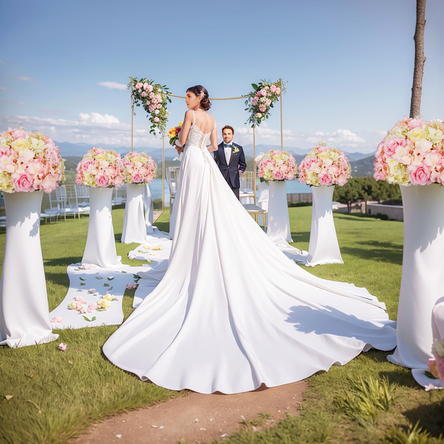 Uflower 35CM Artificial Flower Table Centerpiece Flower Ball Wedding Floral Arrangement