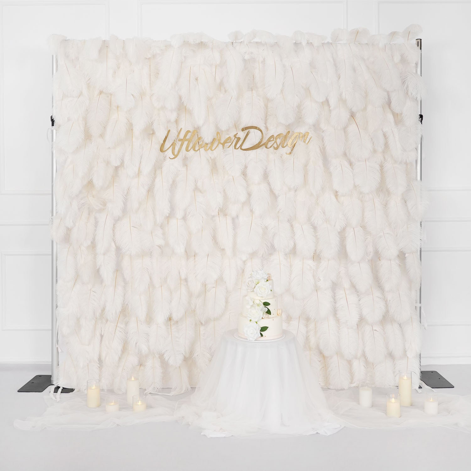 Uflower Artificial White 5D Flower Wall Wedding Backdrop Deco Birthday Party