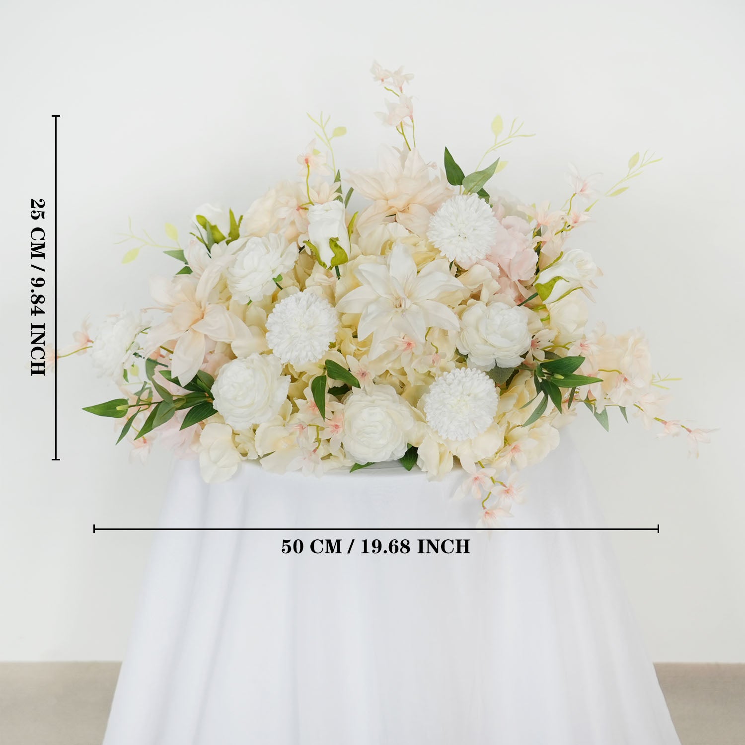 Uflower Artificial White Pink Wedding KT Backdrop Flower Row Decor