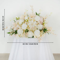 Uflower Artificial White Pink Wedding KT Backdrop Flower Row Decor