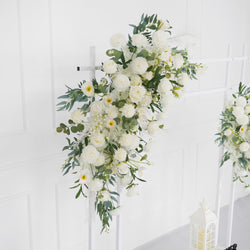 Artificial White Green Wedding KT Backdrop Flower Row Decor