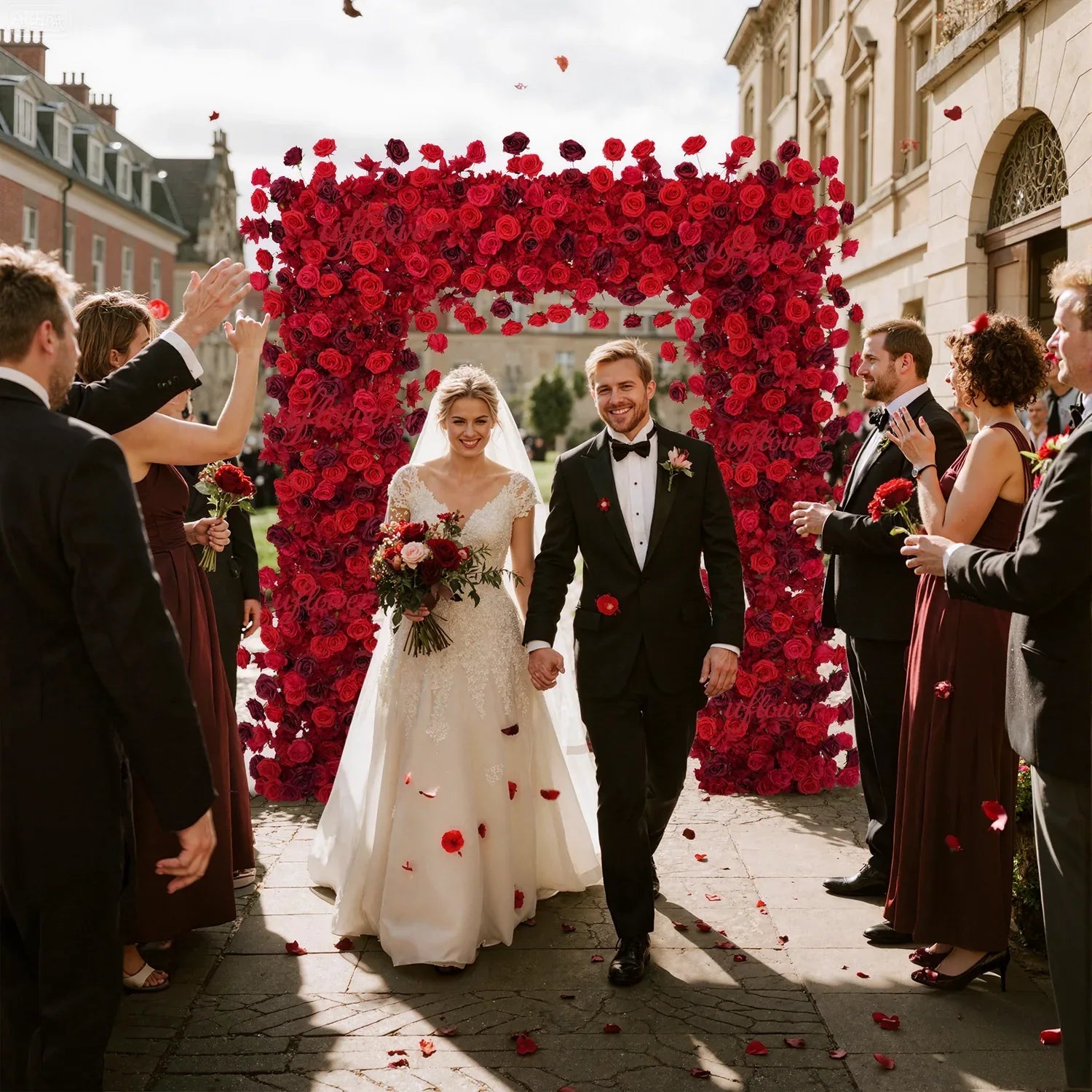 Artificial Flower Arch 5D Red Burgundy Roses Wedding Decor - Uflower