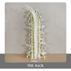 Uflower White Rose Floral Horn Arch Wedding Party Backdrop Decor