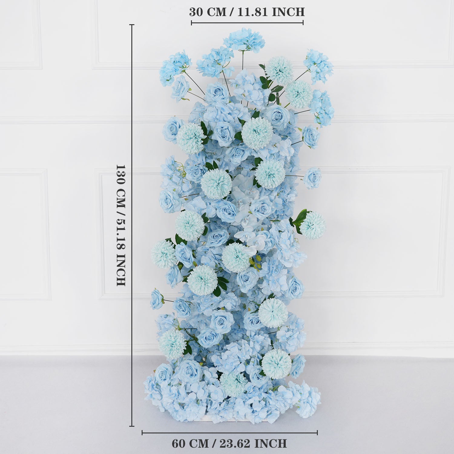 Uflower Blue Rose Orchid Pompoms Wedding Background Arch KT Board Decorative Flower