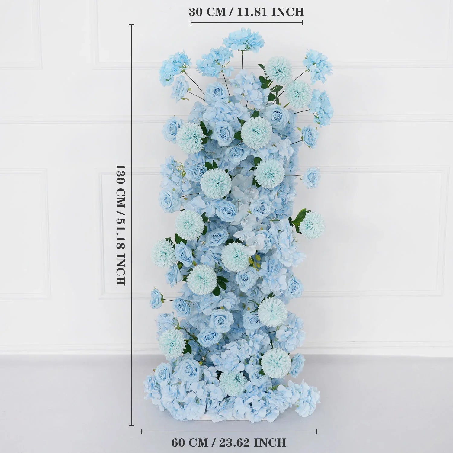 Uflower Blue Rose Orchid Pompoms Wedding Background Arch KT Board Decorative Flower - Uflower