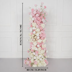 Uflower Artificial Pink White Wedding KT Backdrop Flower Row Decor