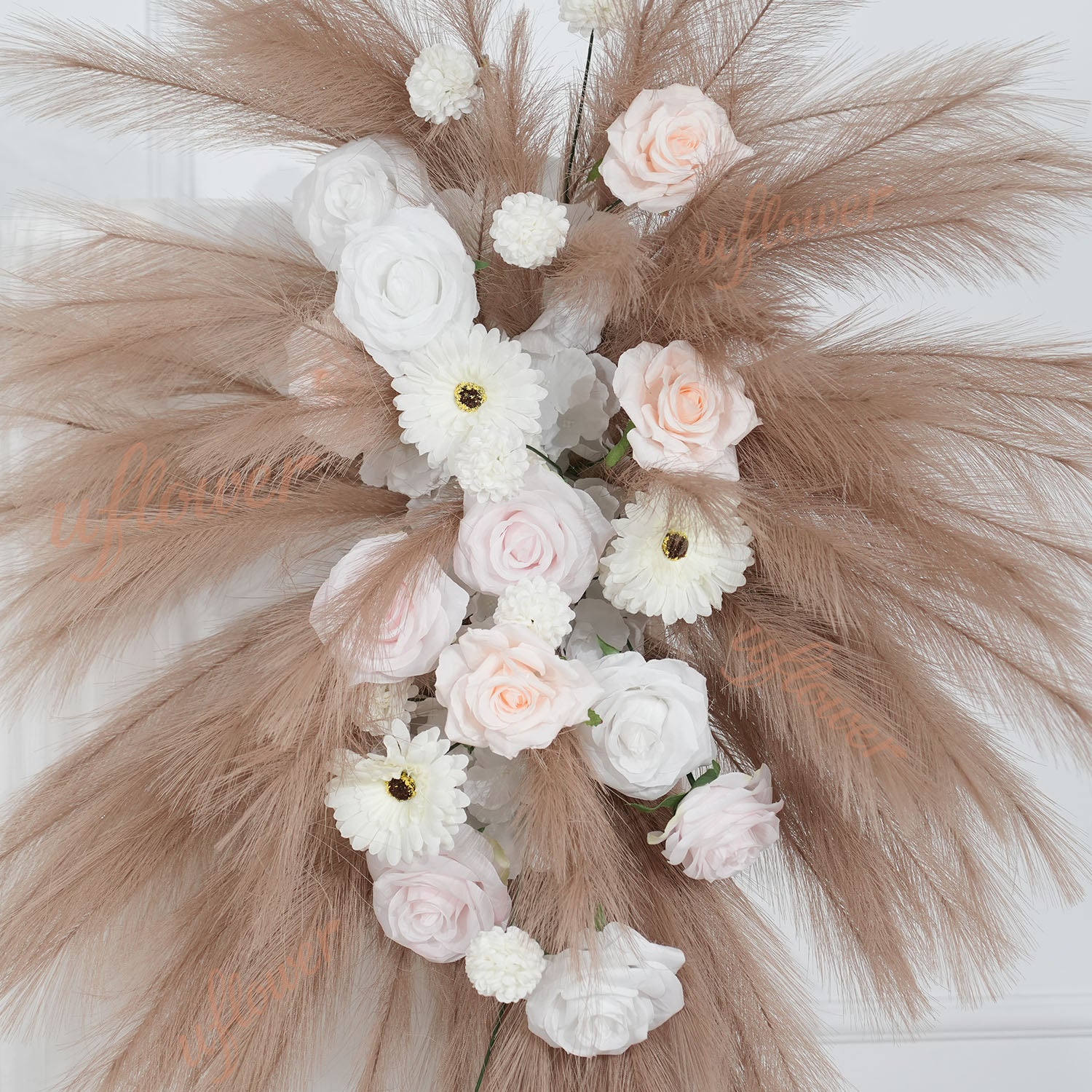 Uflower Pampas Grass Rose Wedding Floral Arrangement KT Backdrop Decor