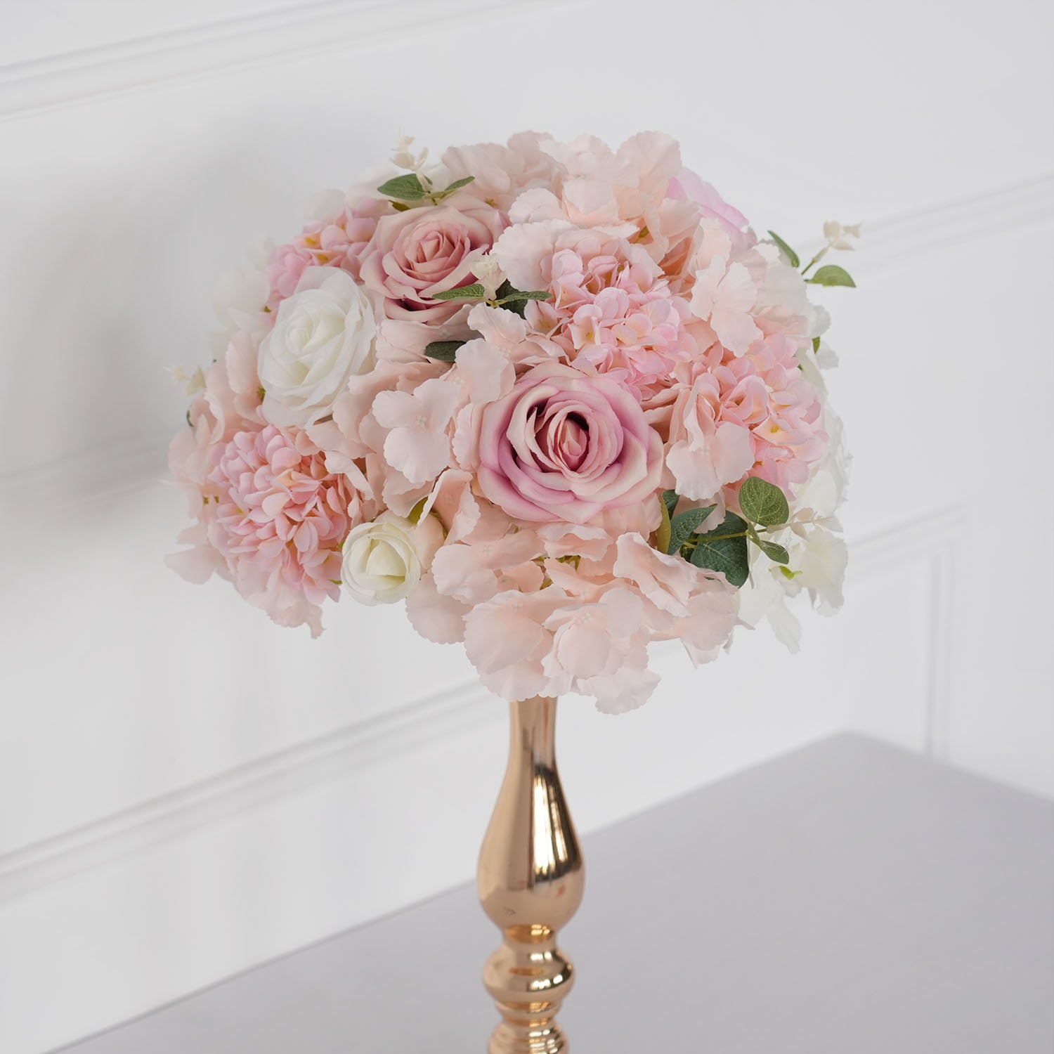 Uflower Pink Table Centerpiece Floral Ball Wedding Table Decoration