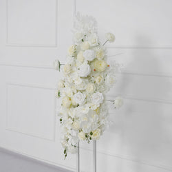 Uflower Artificial White Rose Flower Row Wedding KT Backdrop Decor