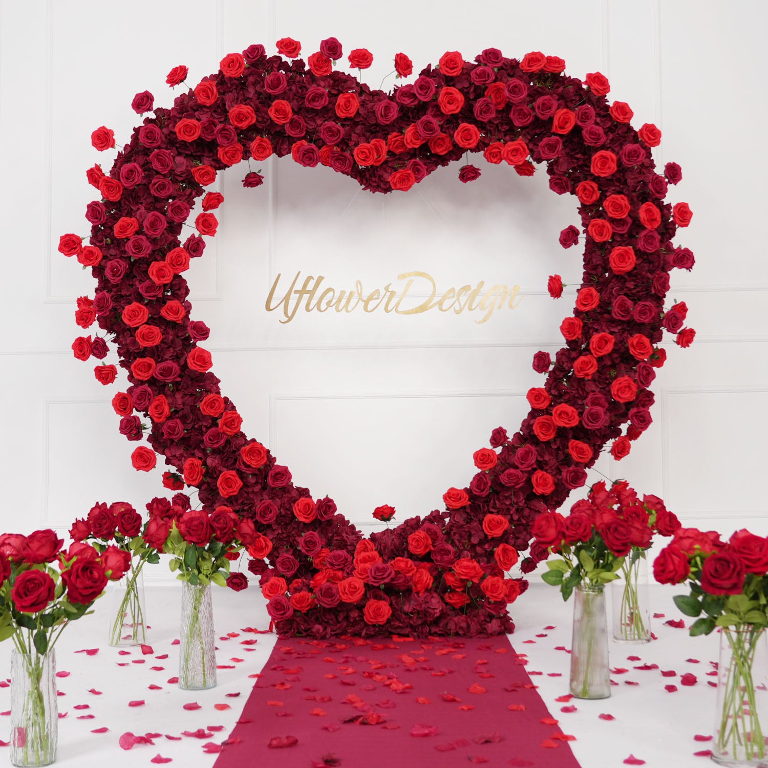 2*2m Rose Red Flower Wall Wedding Decor