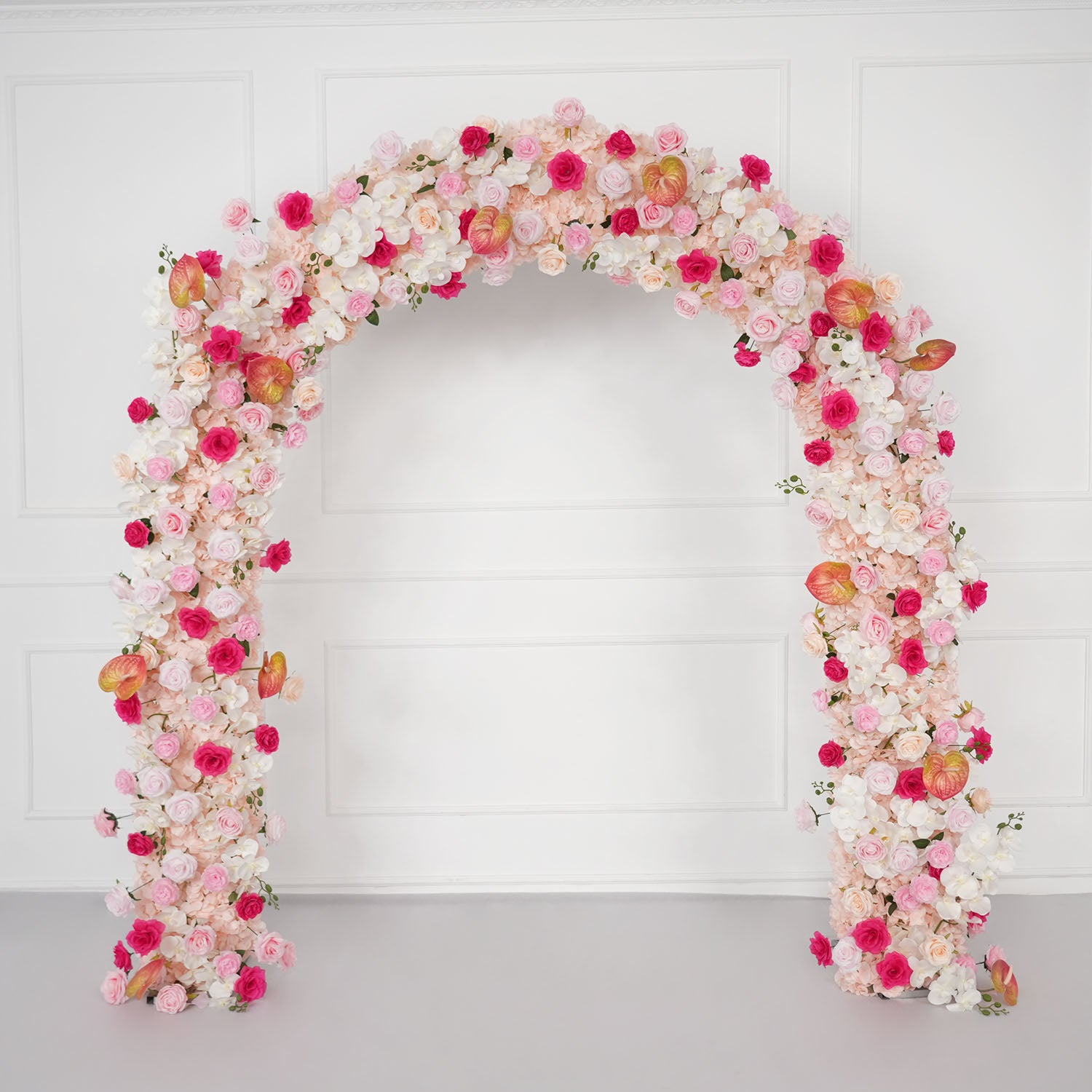 Uflower Pink Rose Floral Door Arch Wedding Party Backdrop Decoration