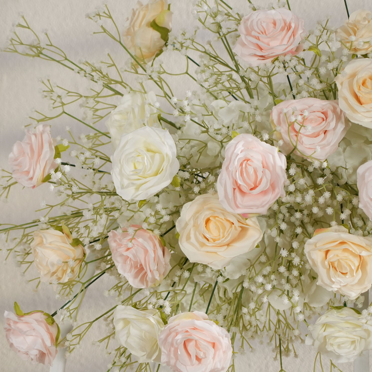 Uflower Champagne White Babysbreath Rose Arrangement Wedding KT Backdrop Decor