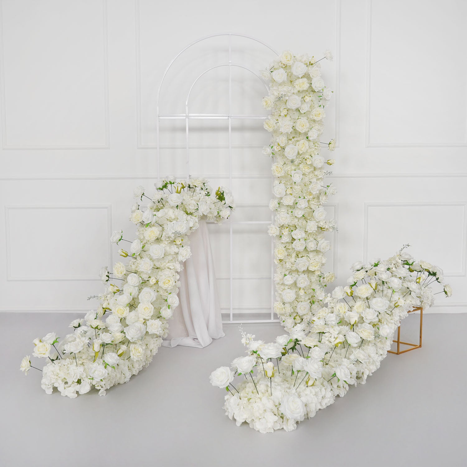 Uflower White Sofa Table Runner Floor Flower Arrangement