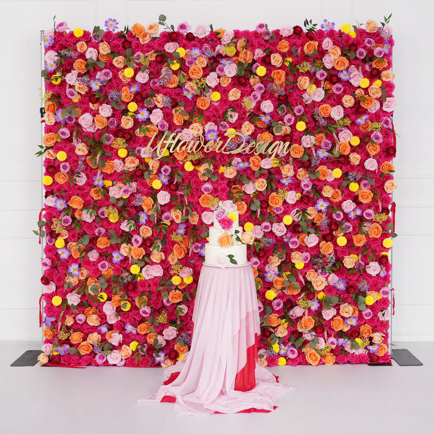 Uflower Artificial Colored Flower Wall Wedding Backdrop Deco Birthday Party