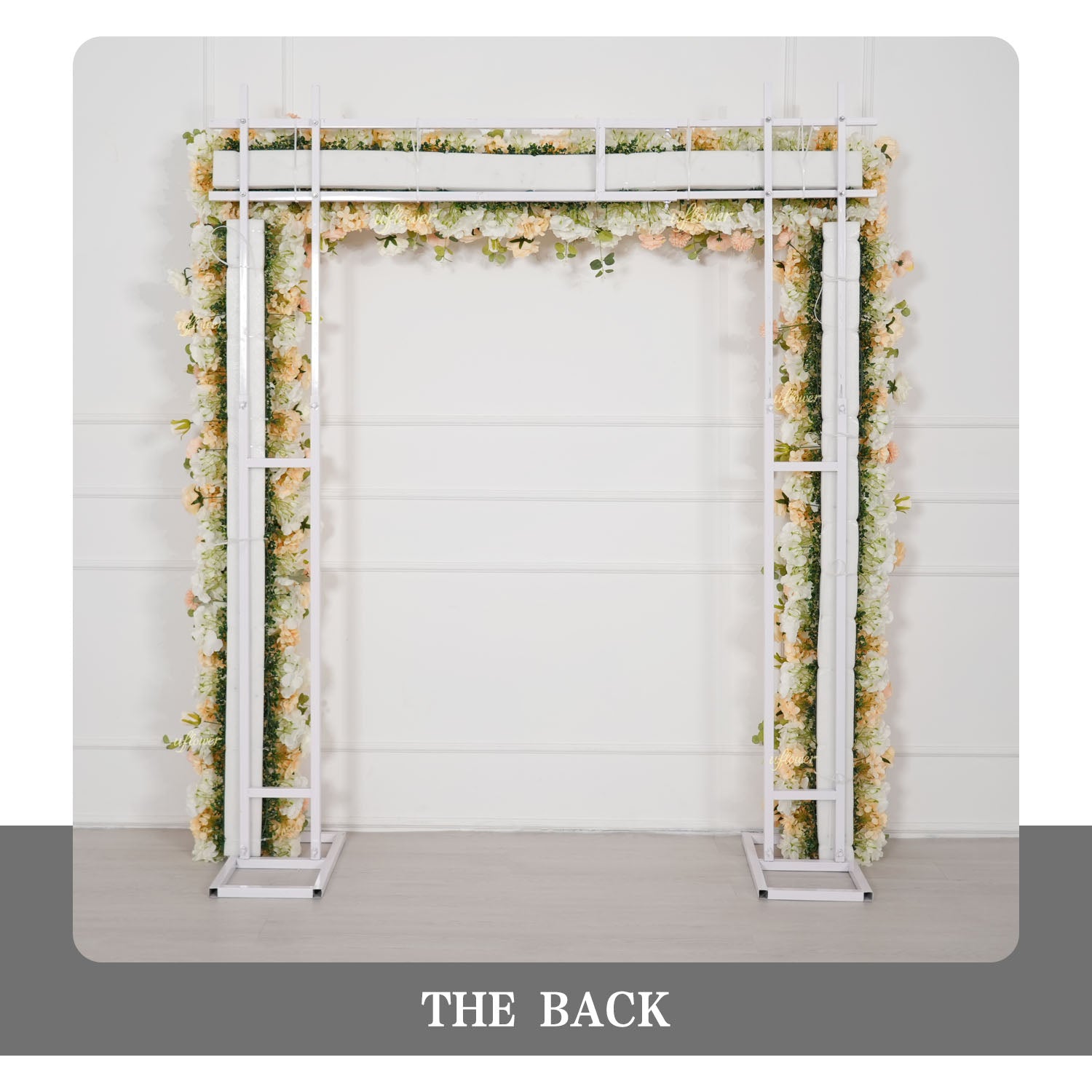 Uflower Champagne Rose Floral Square Arch Wedding Party Backdrop Decoration