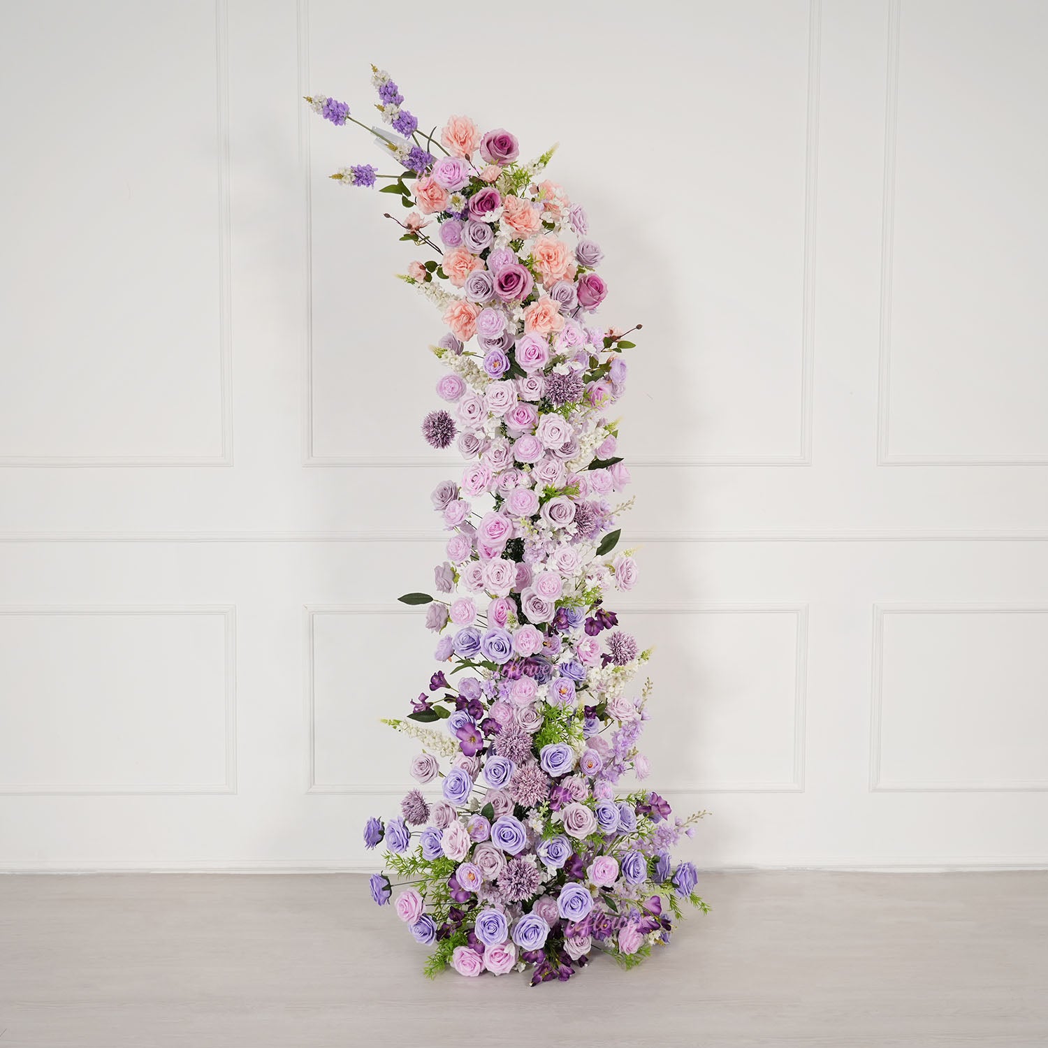 Uflower Gradient purple Floral Horn Arch Wedding Party Backdrop Decor