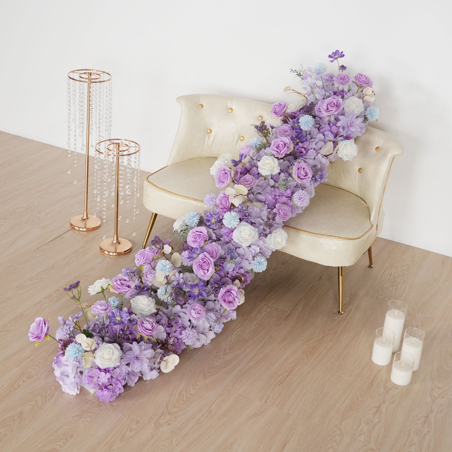 Uflower Purple Rose Floral Door Arch Wedding Party Backdrop Decoration