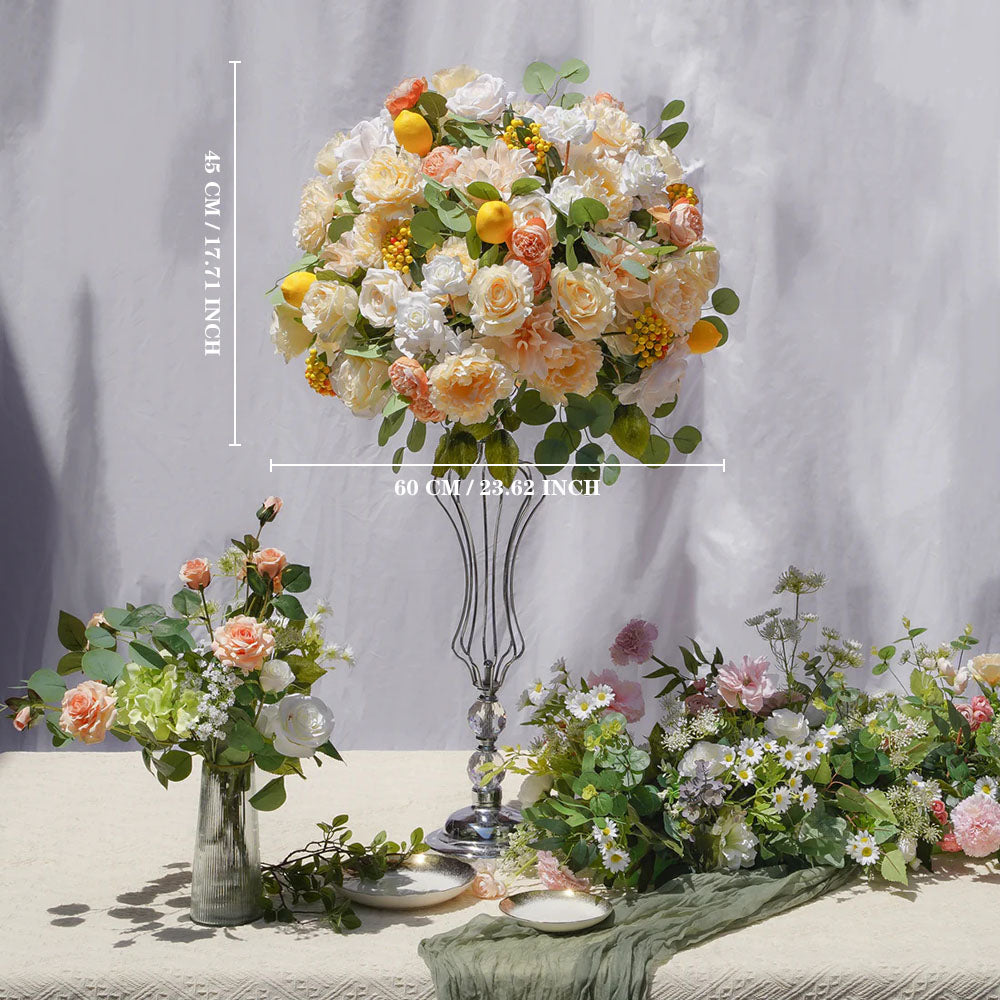 Artificial Lemon Flower Wedding Table Centerpiece