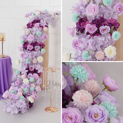 Uflower Purple Table Runner Arrangement Wedding Backdrop Wall Decor