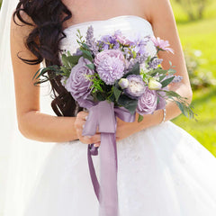 Purple bridal flower bouquet