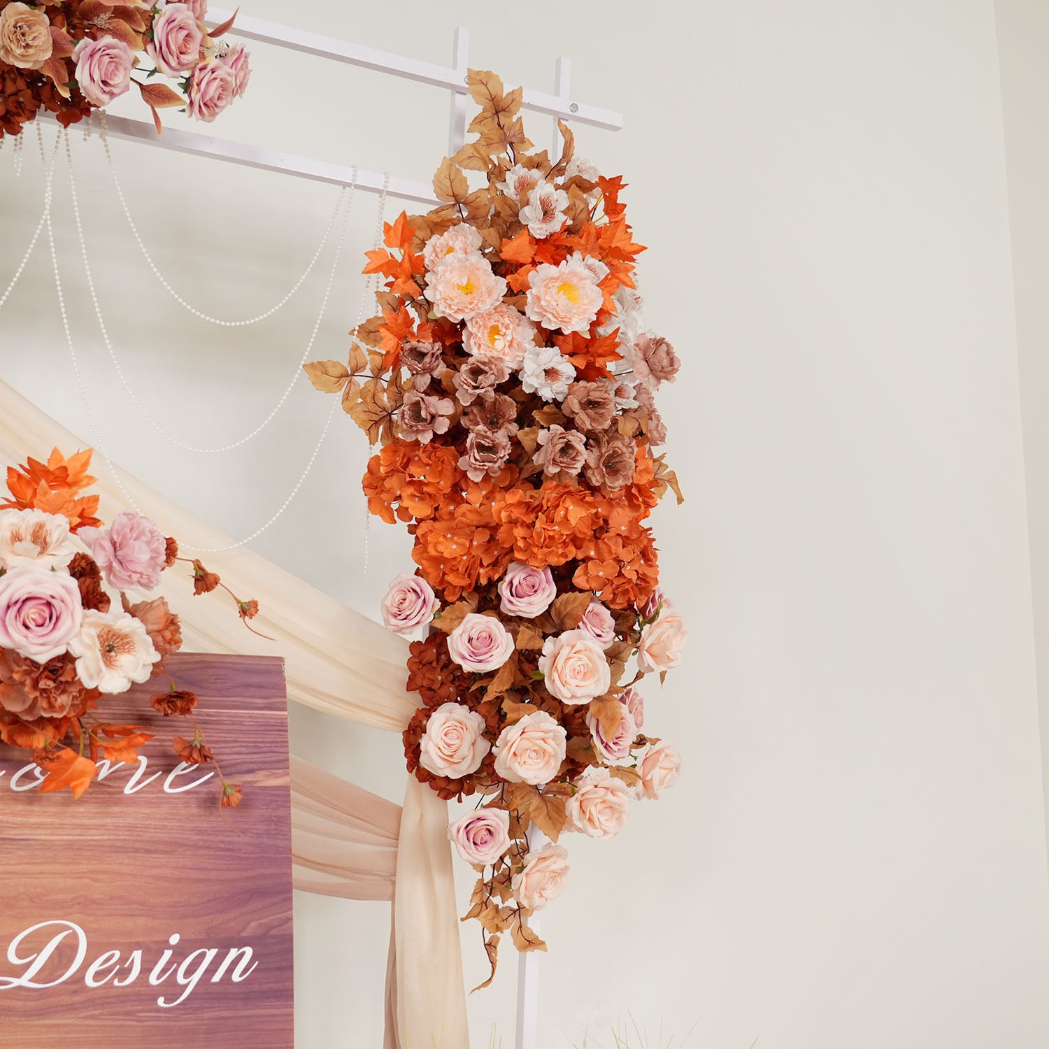 Uflower Artificial Autumn Pink Flower Row Wedding KT Backdrop Decor