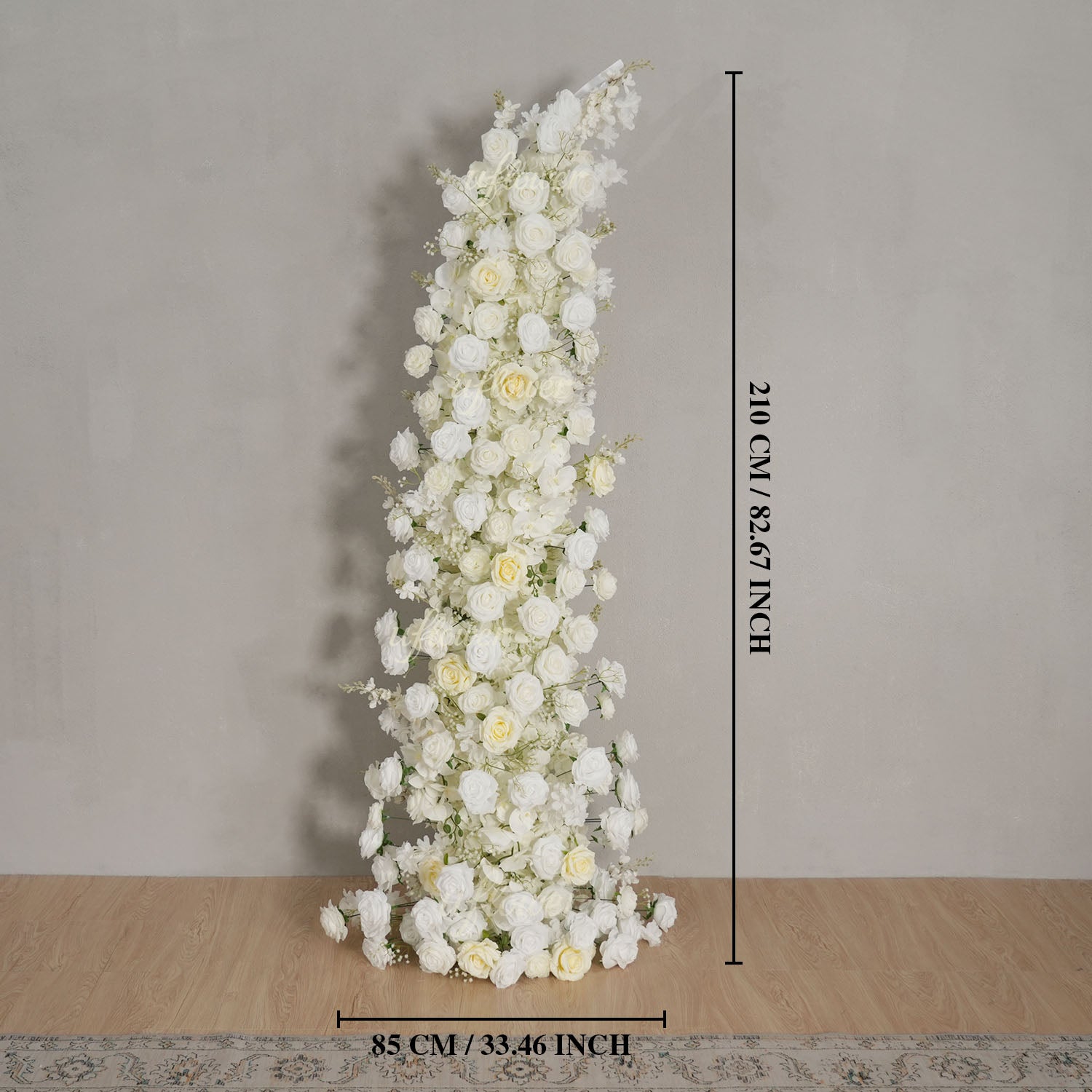 Uflower White Rose Horn Arch Floral Arrangement Wedding Backdrop Decor