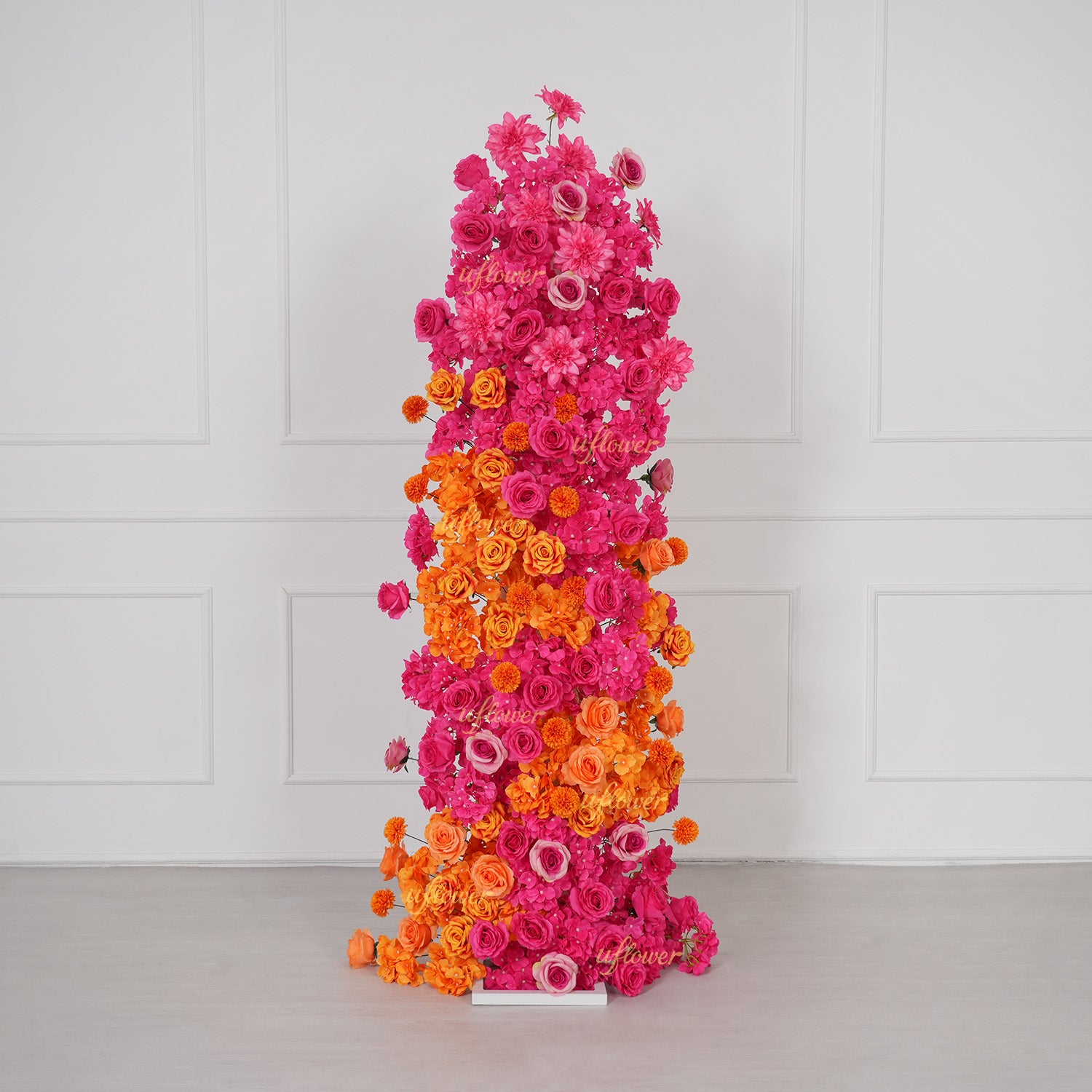 Uflower Rose Red Orange Flower Wedding Backdrop Arch Floral Arrangement