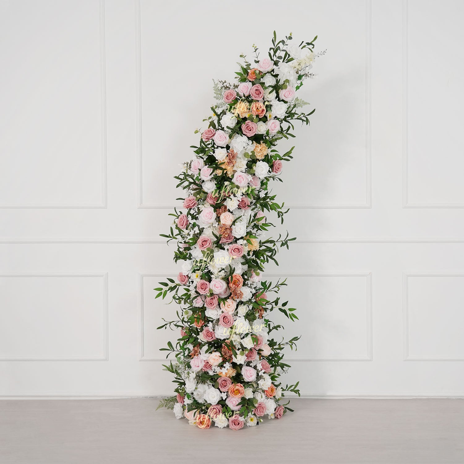 Uflower Blush Pink White Flower Horn Arch Wedding Party Birthday Backdrop Decor
