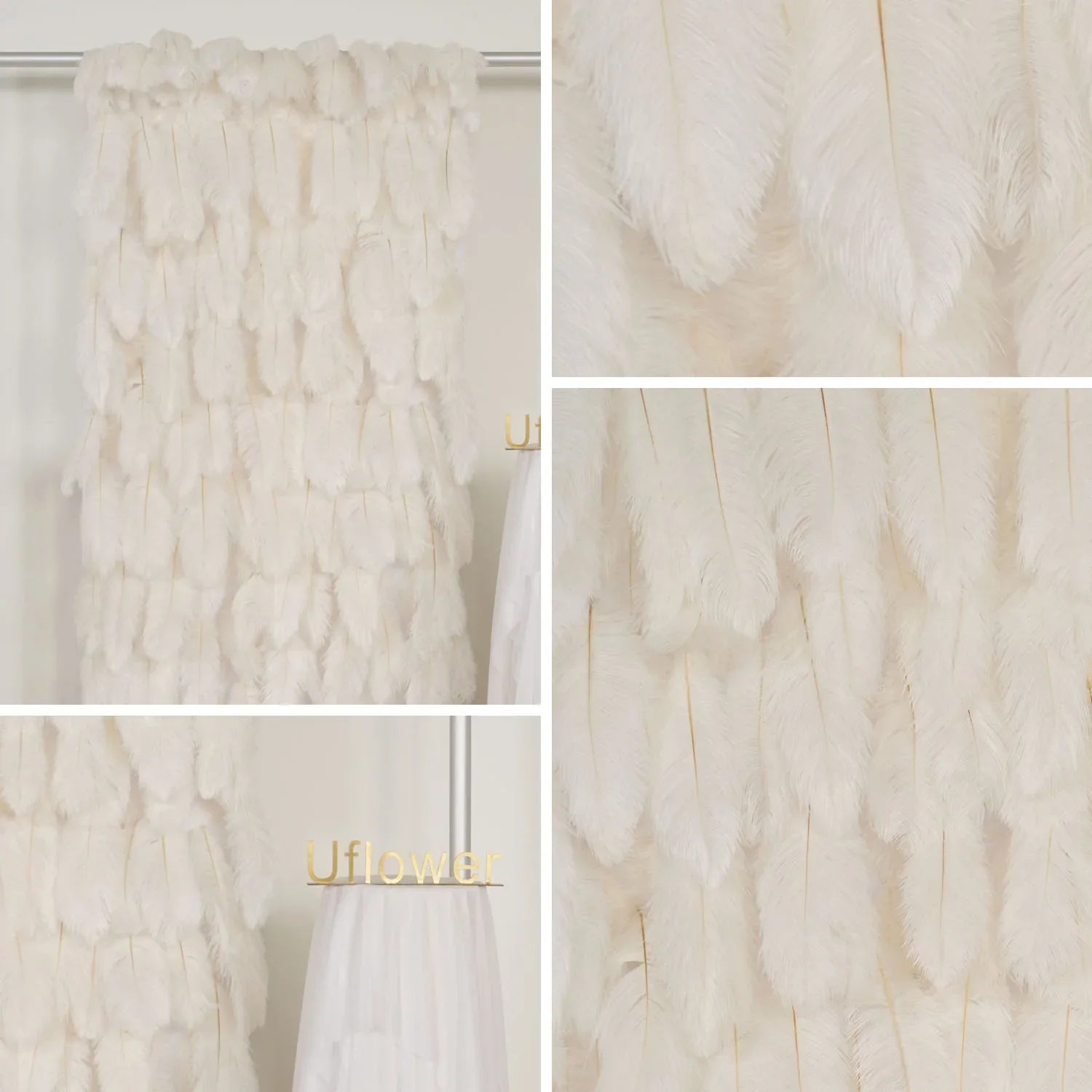 Uflower Artificial White 5D Flower Wall Wedding Backdrop Decoration - Uflower