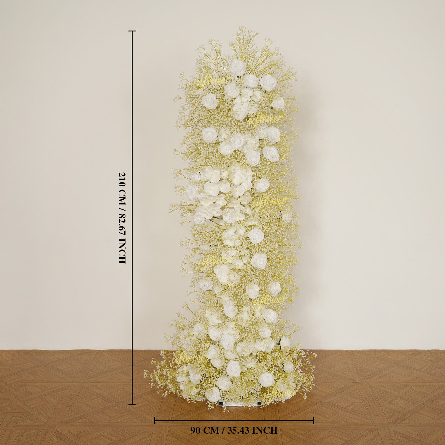 Uflower White Rose Baby Breath Wedding KT Backdrop Floral Arrangement