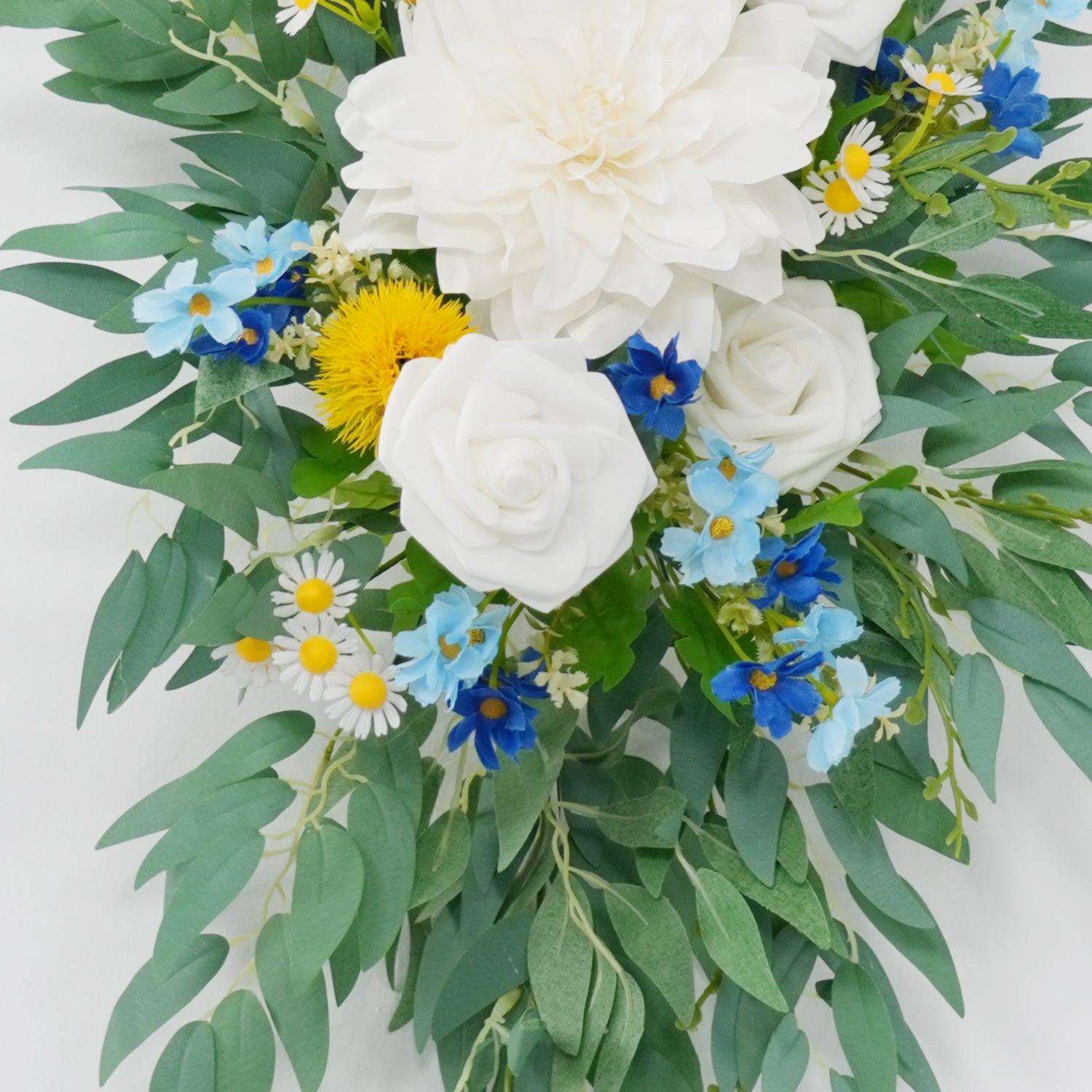 Uflower Rose Green White Flower Willow Leaf Wedding Welcome Flower Floral Decor