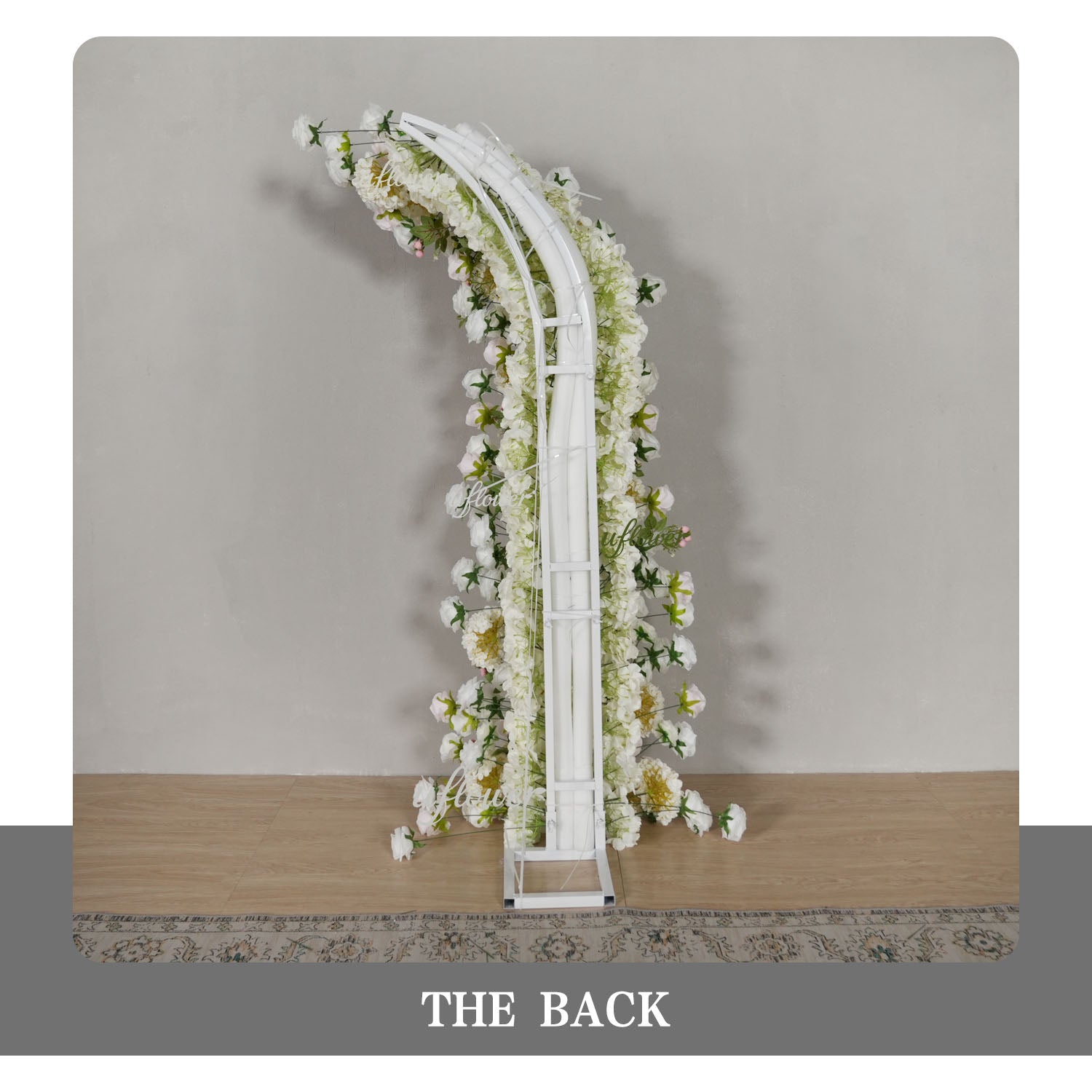 Uflower Pink White Rose Floral Horn Arch Wedding Party Backdrop Decor