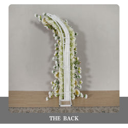 Uflower Pink White Rose Floral Horn Arch Wedding Party Backdrop Decor