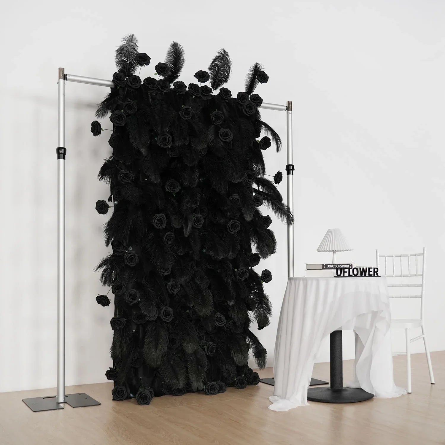 Uflower Artificial Black 5D Flower Wall Wedding Backdrop Decoration - Uflower