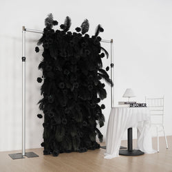 Uflower Artificial Black 5D Flower Wall Wedding Backdrop Decoration