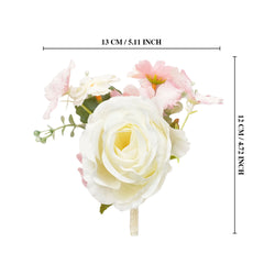 Uflower Pink White Series Bride Bouquet Wrist Corsage Groom Boutonniere Wedding Event Supplies