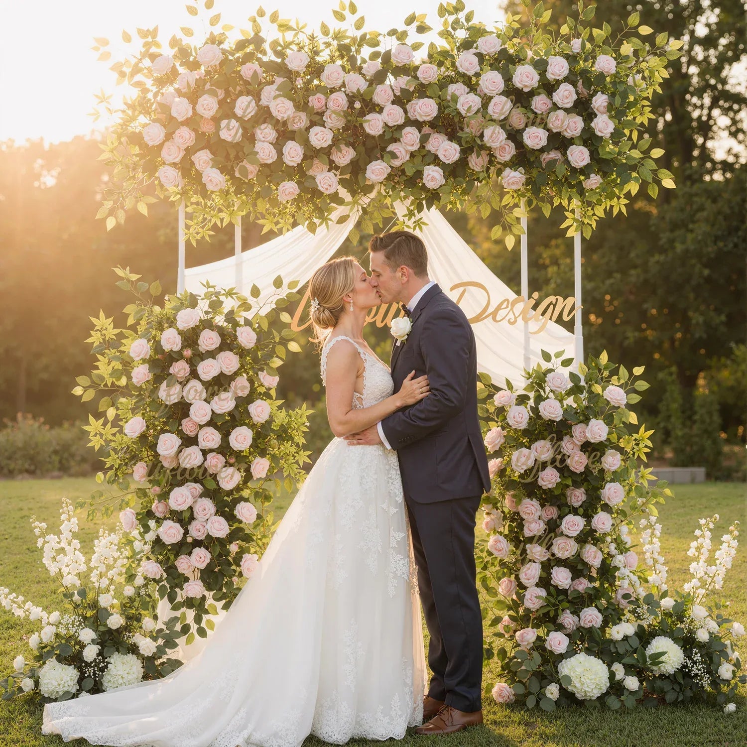 Pink Faux Flower Wall Backdrop Flower Row Decortion - Uflower