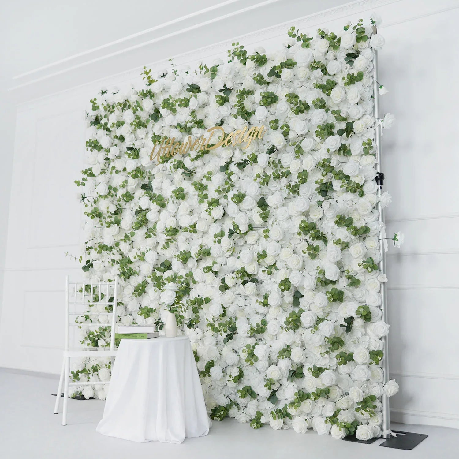 Uflower Artificial White Rose Wall Wedding Backdrop Decor - Uflower