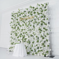 Uflower Artificial White Rose Wall Wedding Backdrop Decor