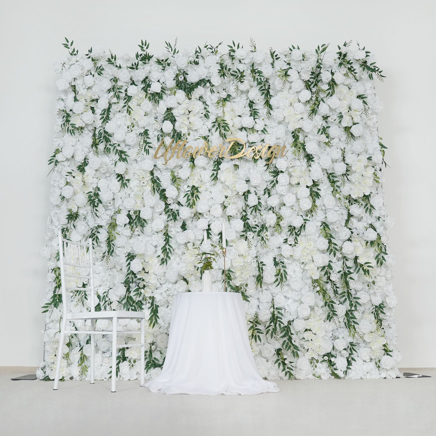 Uflower Artificial White Rose 5D Wedding Flower Wall