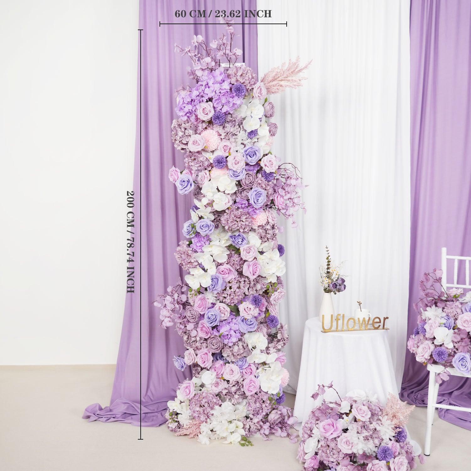 Artificial 5D Luxury Purple White Rose Butterfly Orchid Floor Row 10 picture
