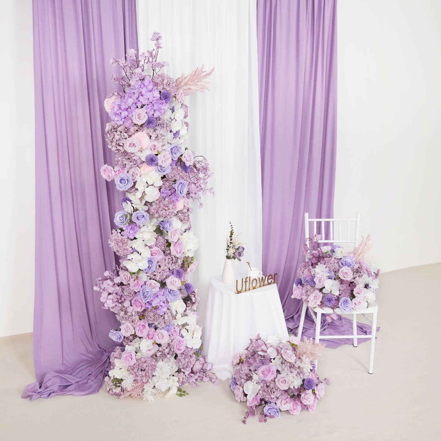 Artificial 5D Luxury Purple White Rose Butterfly Orchid Floor Row 2 picture