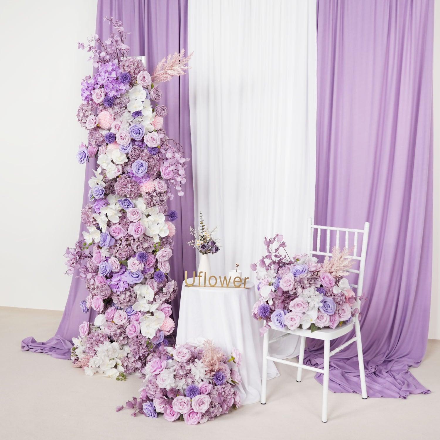 Artificial 5D Luxury Purple White Rose Butterfly Orchid Floor Row 3 picture