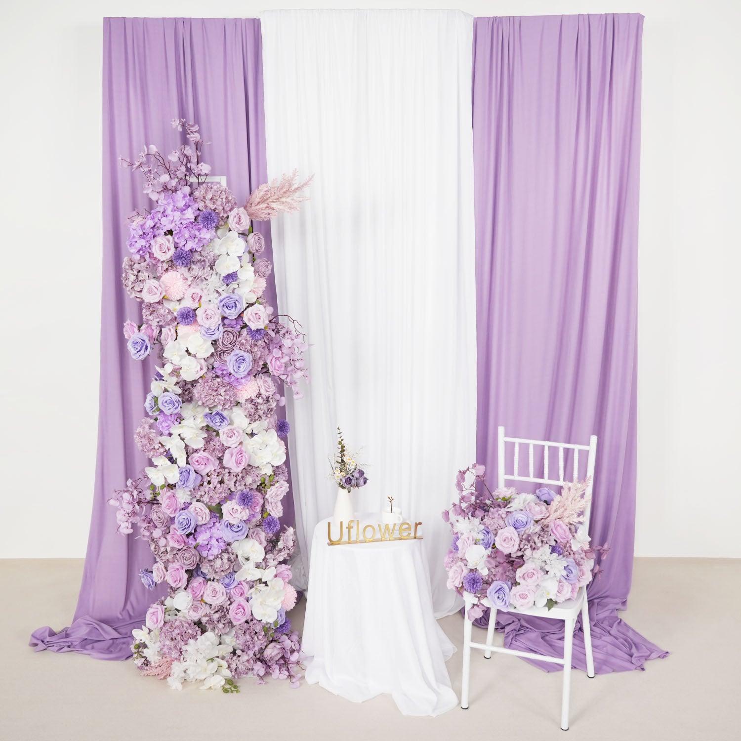 Artificial 5D Luxury Purple White Rose Butterfly Orchid Floor Row 4 picture